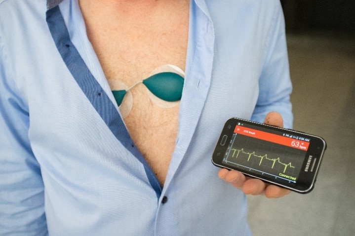 Wearable wireless ECG sensor during measurements